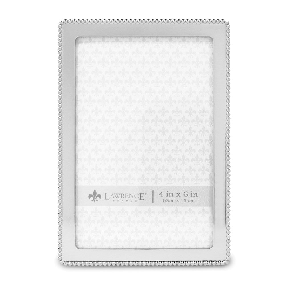 Occasion Gallery Silver-tone Metal 4x6 Photo Picture Frame with Outer Border of Beads