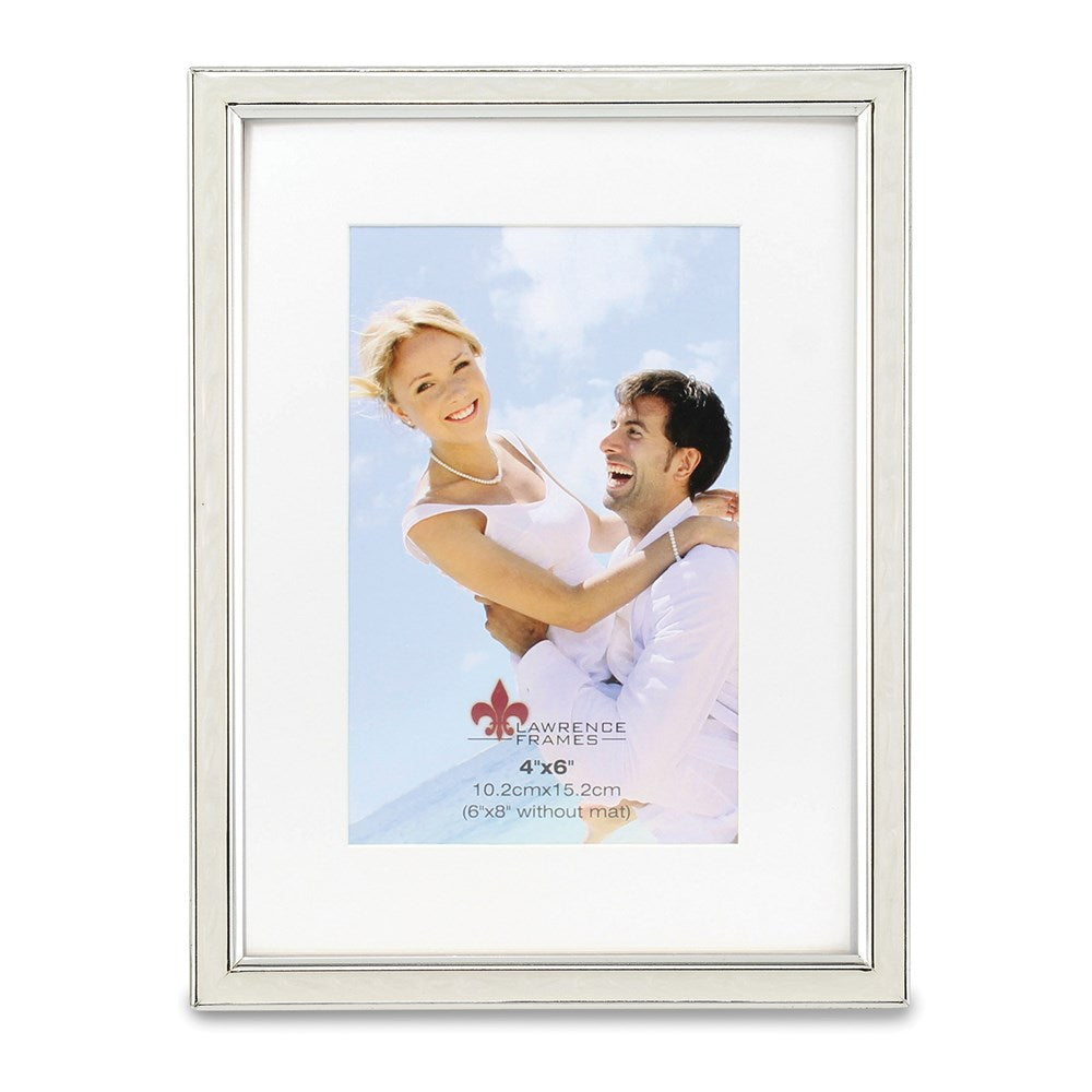 Occasion Gallery 4x6 Matted Ivory Enamel and Silver-tone Metal Photo Picture Frame - 6x8 with o Mat