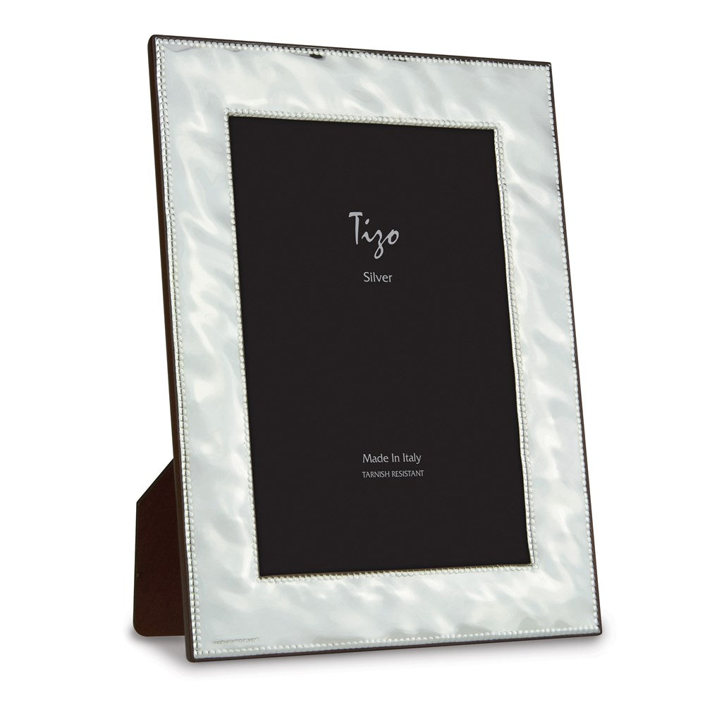 Occasion Gallery 925 Sterling Silver Hammered Double Bead 4x6 Photo Picture Frame