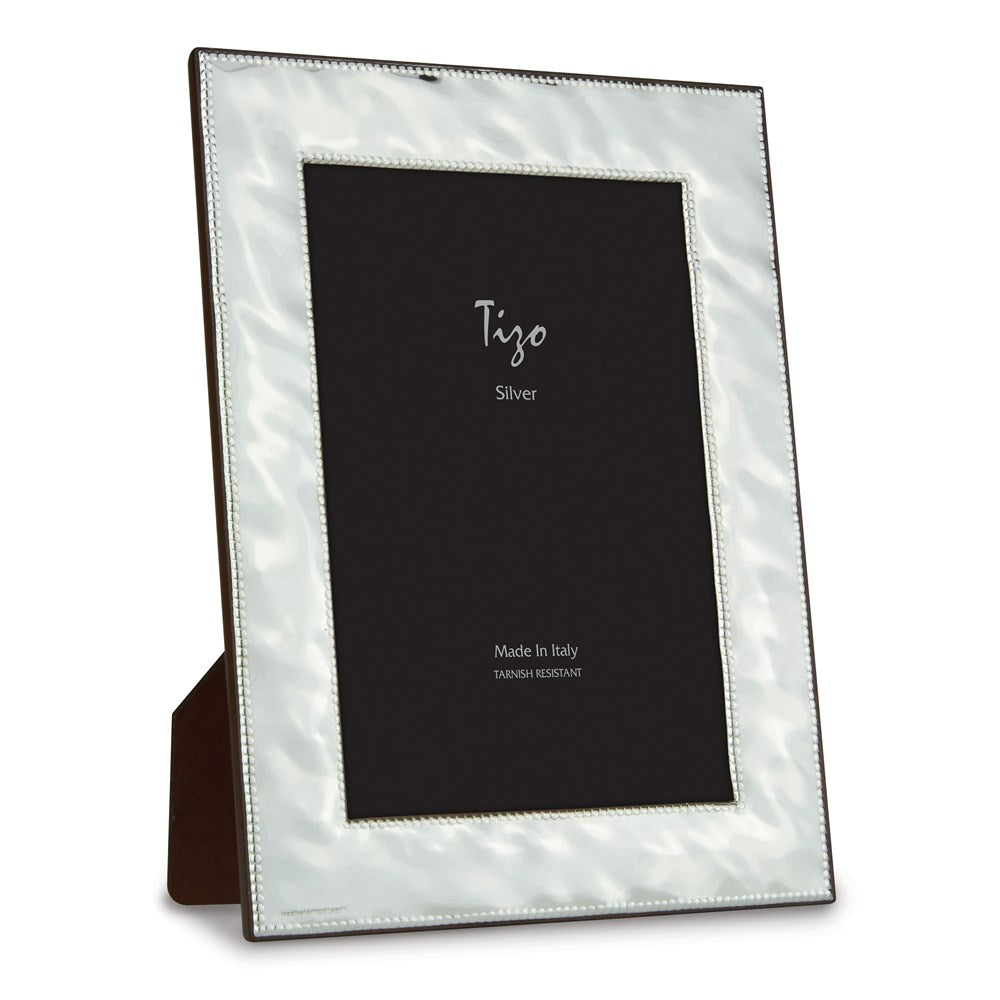 Occasion Gallery 925 Sterling Silver Hammered Double Bead 8x10 Photo Picture Frame