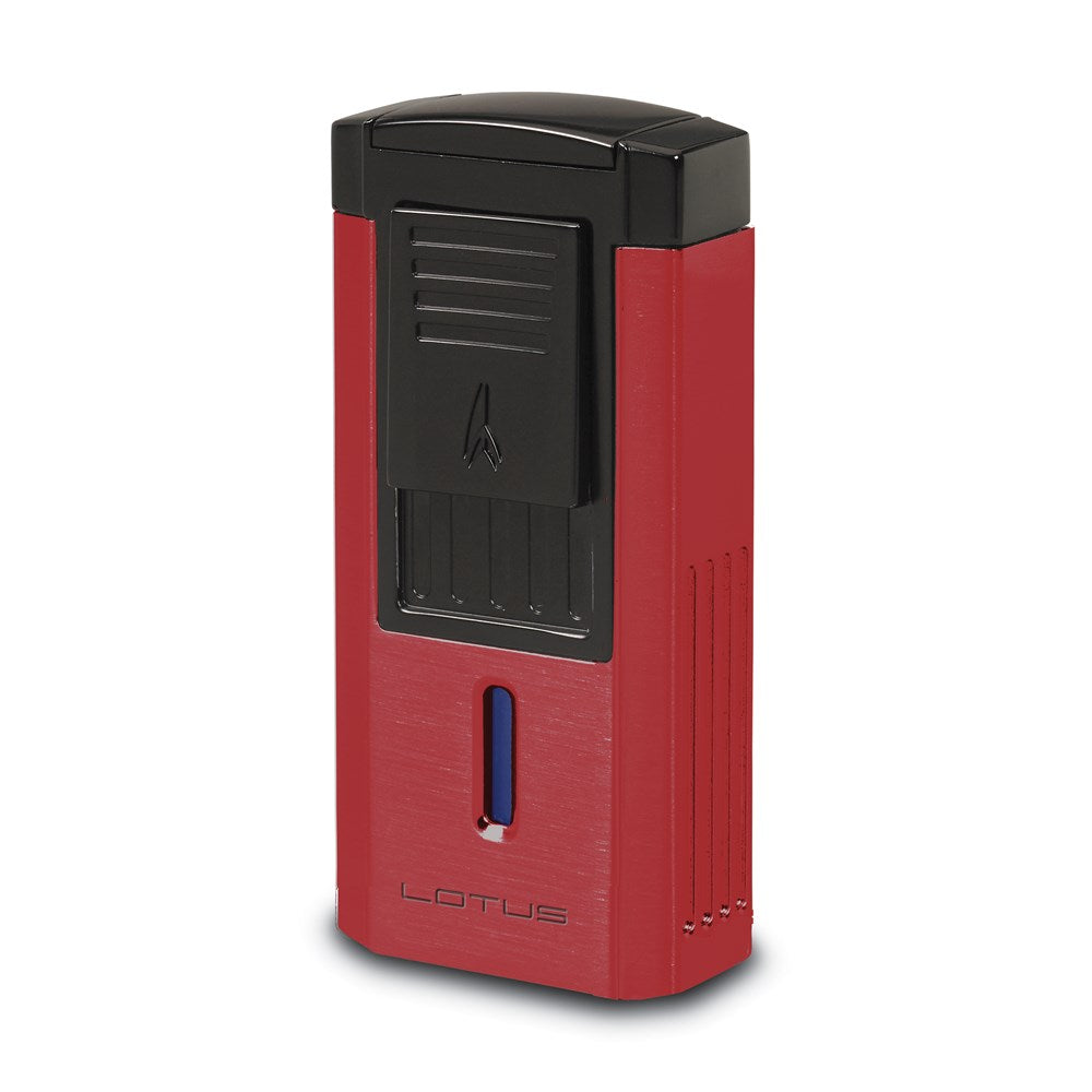 Lotus Duke-V Triple Flame Red Lighter w/Fold Out Serrated V Cutter