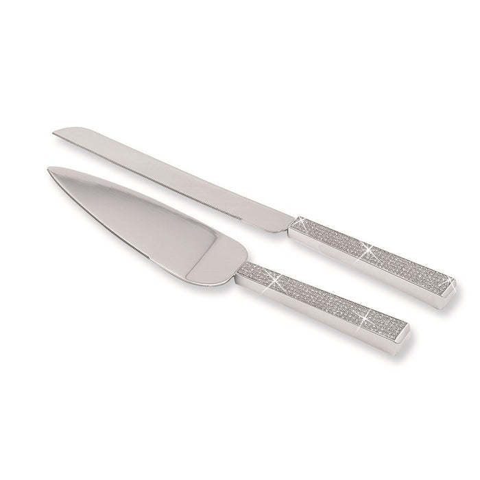 Nickel-plated Silver Glitter Cake Knife and Server Set