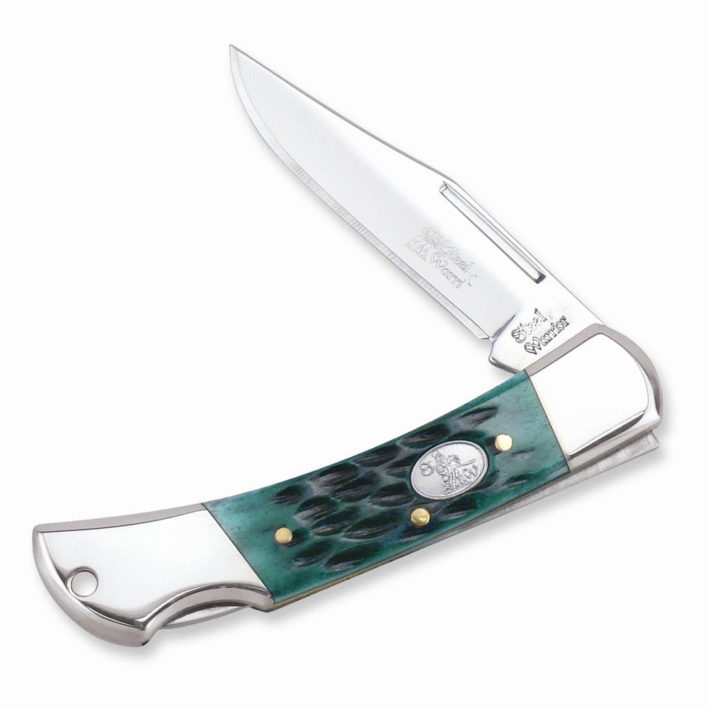 Little Warrior Lockback Jade Green Bone Knife