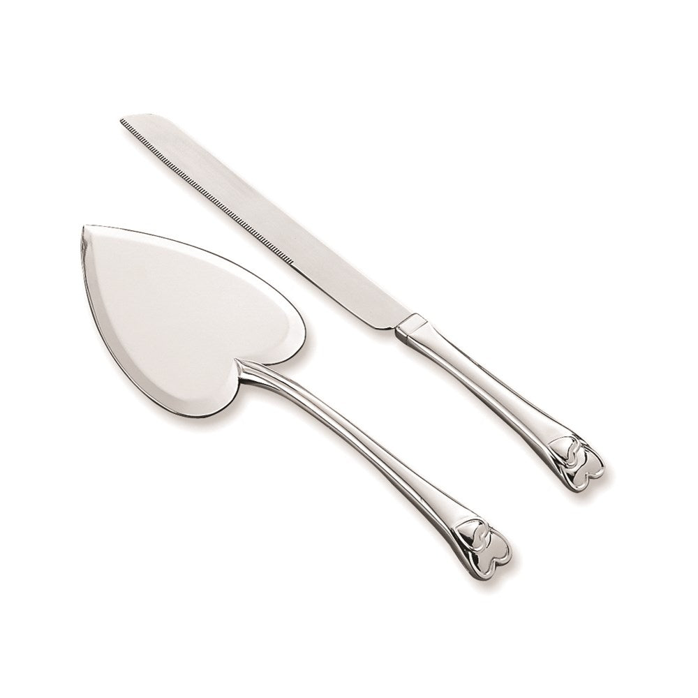Silver-plated Heart Knife and Server Set