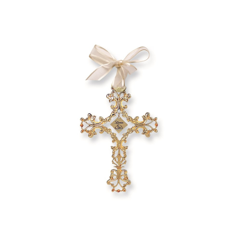 Gold-tone 50 Years Filigree Cross