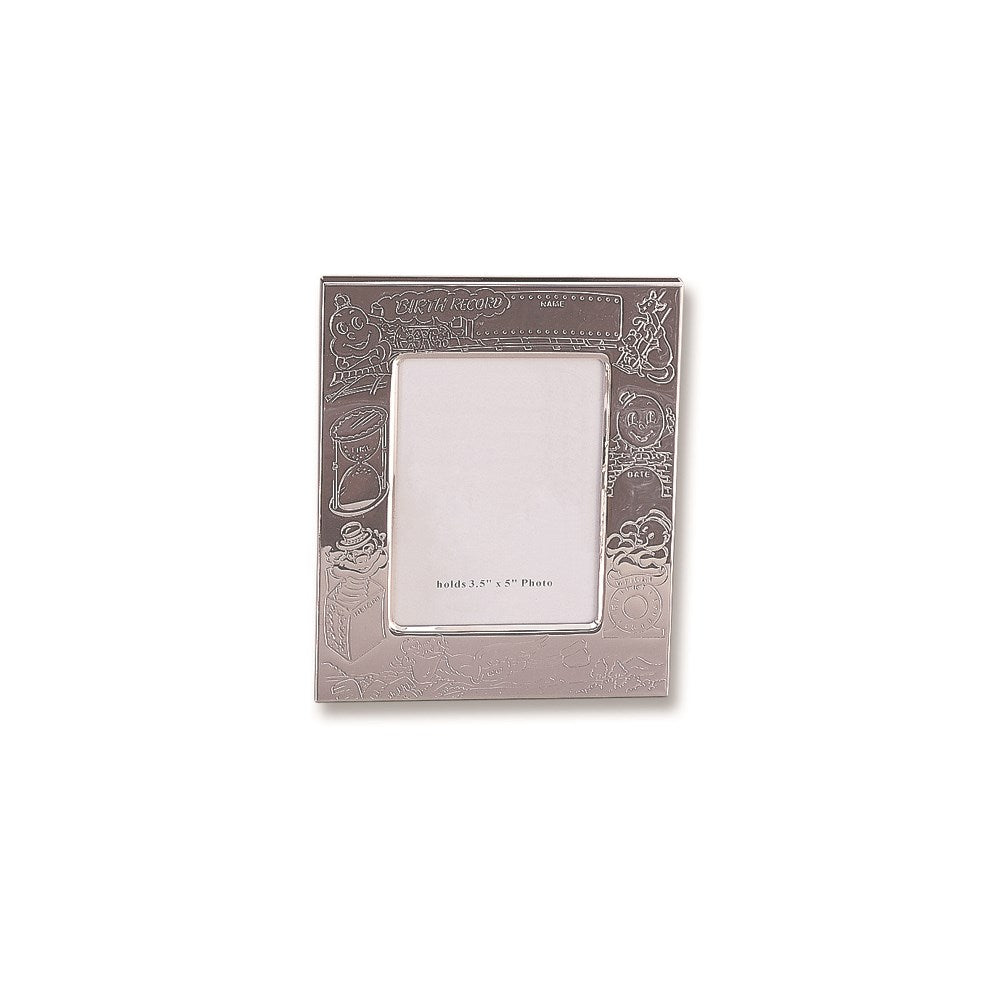 Occasion Gallery Baby Keepsake Gifts: Silver-plated Birth Record 3.5x5 Photo Picture Frame