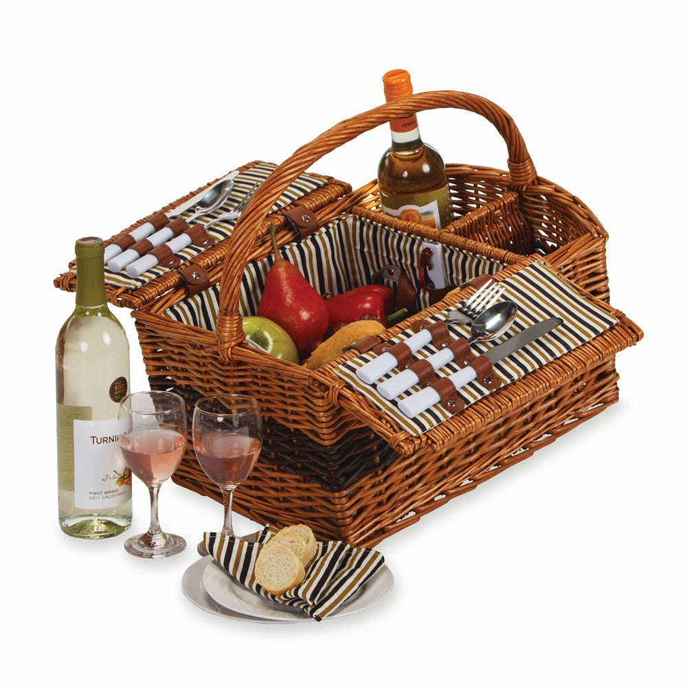 Hand-woven Willow Service for Two Wine Carrier and Picnic Basket