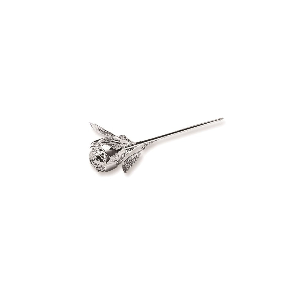 Silver-plated Long Stem Rose Ring Holder