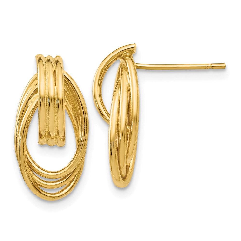 Million Charms 14k Yellow Gold Polished Fancy Post Earrings, 16mm x 9mm