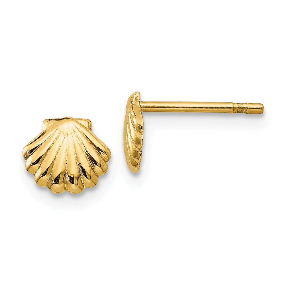 Million Charms 14k Yellow Gold Polished Shell Post Earrings, 6mm x 7mm