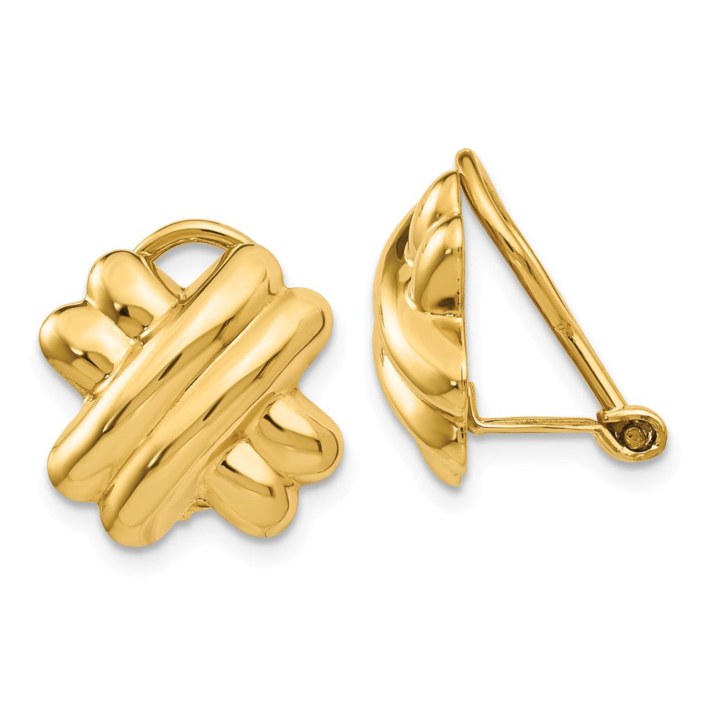 Million Charms 14k Yellow Gold Non-pierced X Earrings, 14mm x 13mm