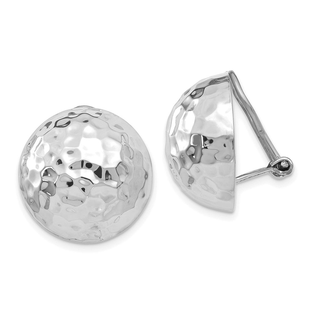Million Charms 14k White Gold 18mm Hammered Non-pierced Earrings, 18mm x 18mm