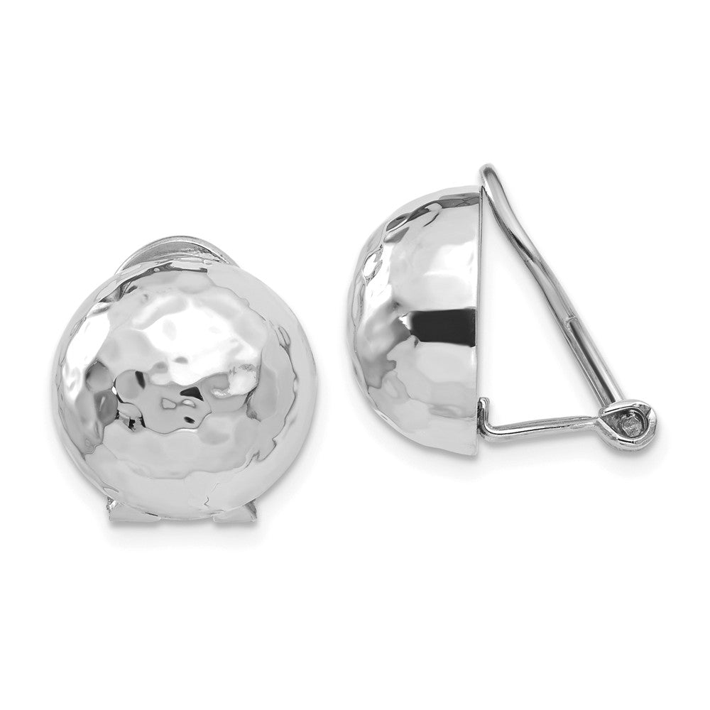 Million Charms 14k White Gold 12mm Hammered Non-pierced Earrings, 12mm x 12mm