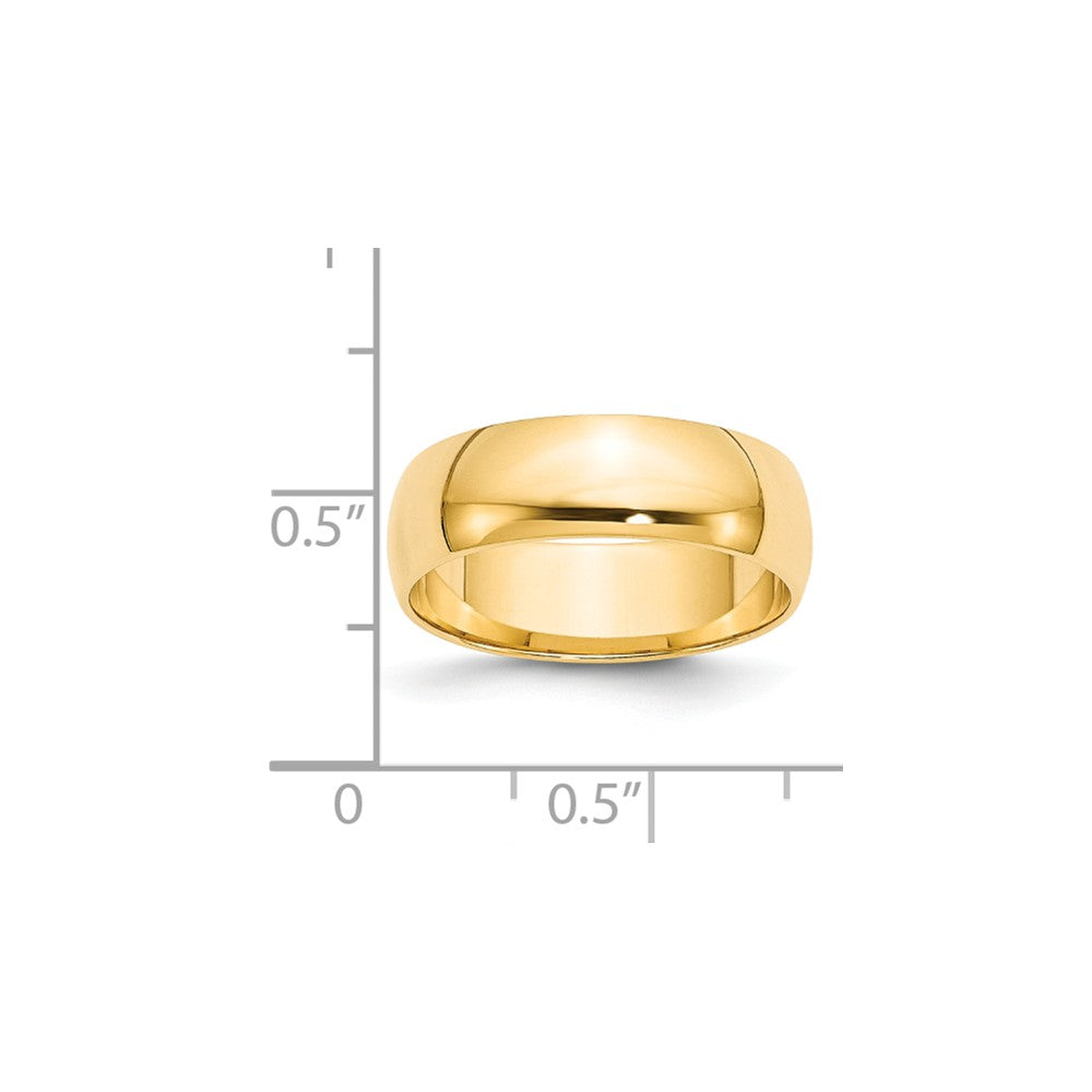 14k Yellow Gold 6mm LTW Half Round Wedding Band Size 7.5