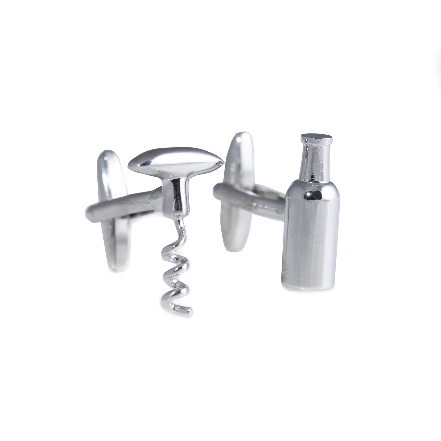 Occasion Gallery Silver Color Rhodium Plated Bottle & Opener Cufflinks. 0.75 L x 0.5 W x 1 H in.