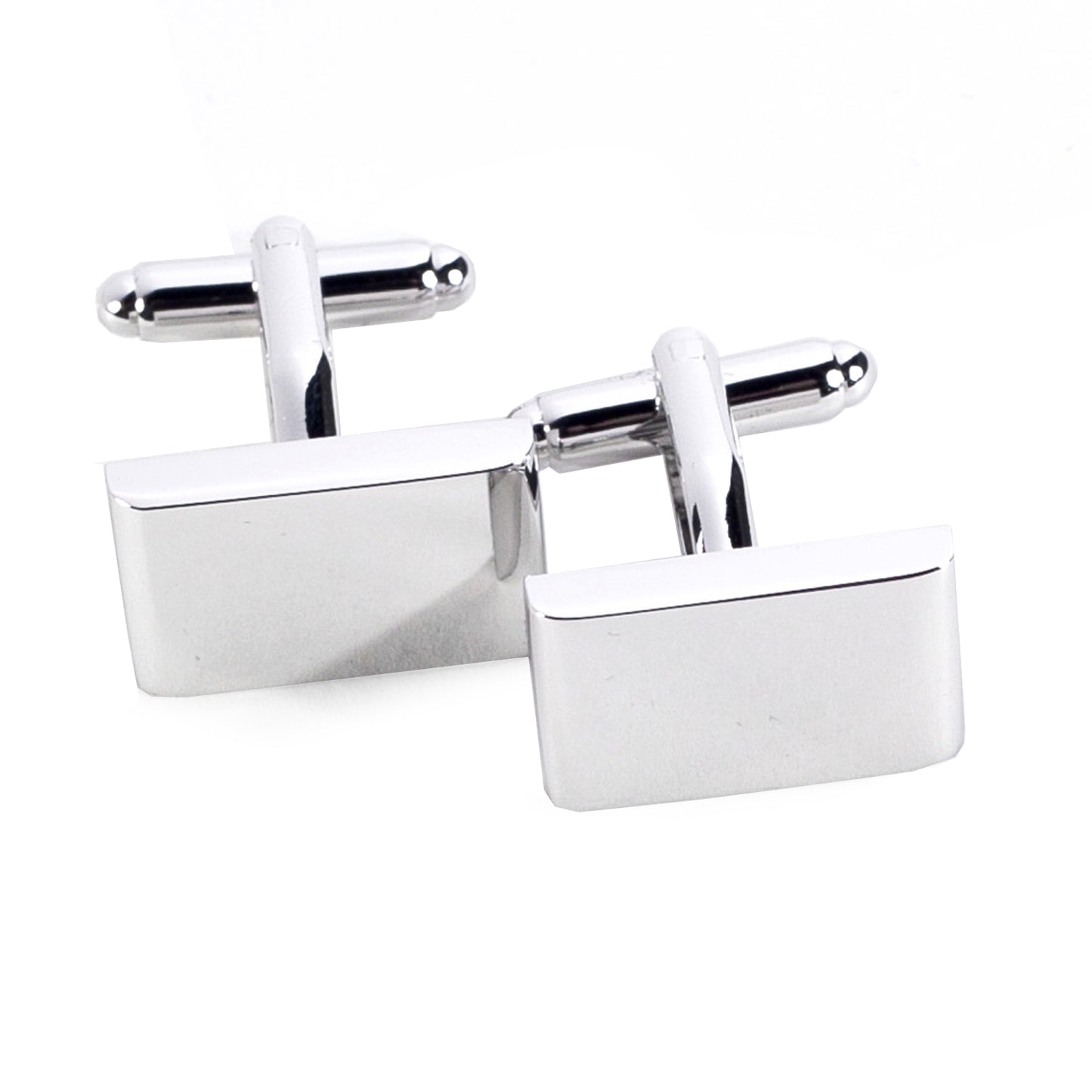 Occasion Gallery Silver Color Rhodium Plated Rectangular Cufflinks. 0.75 L x 0.5 W x 1 H in.