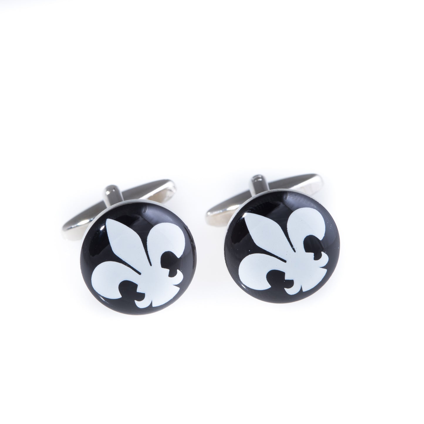 Occasion Gallery Silver Color Fleur de Lis Design Rhodium Plated Cufflinks 0.75 L x 0.5 W x 1 H in.