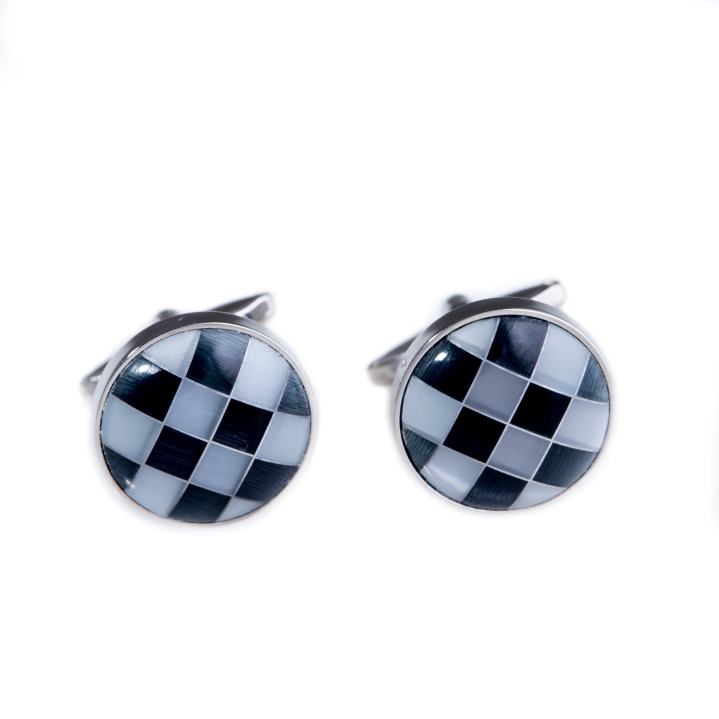 Occasion Gallery Black/Grey Color Rhodium Plated Grey and Black Semi Precious Stone Cufflinks. 0.75 L x 1 W x H in.