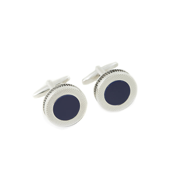 Occasion Gallery Navy Blue Color Rhodium Plated "Navy Blue Onyx" Cufflinks. 0.75 L x 0.75 W x 1 H in.