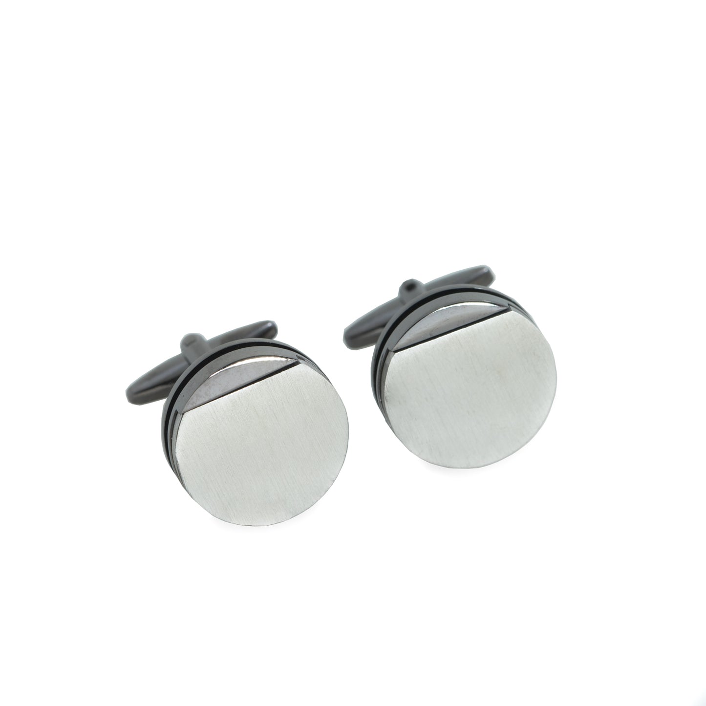Occasion Gallery Gunmetal Color Rhodium Plated "Gunmetal" Round Cufflinks. 0.75 L x 0.75 W x 1 H in.