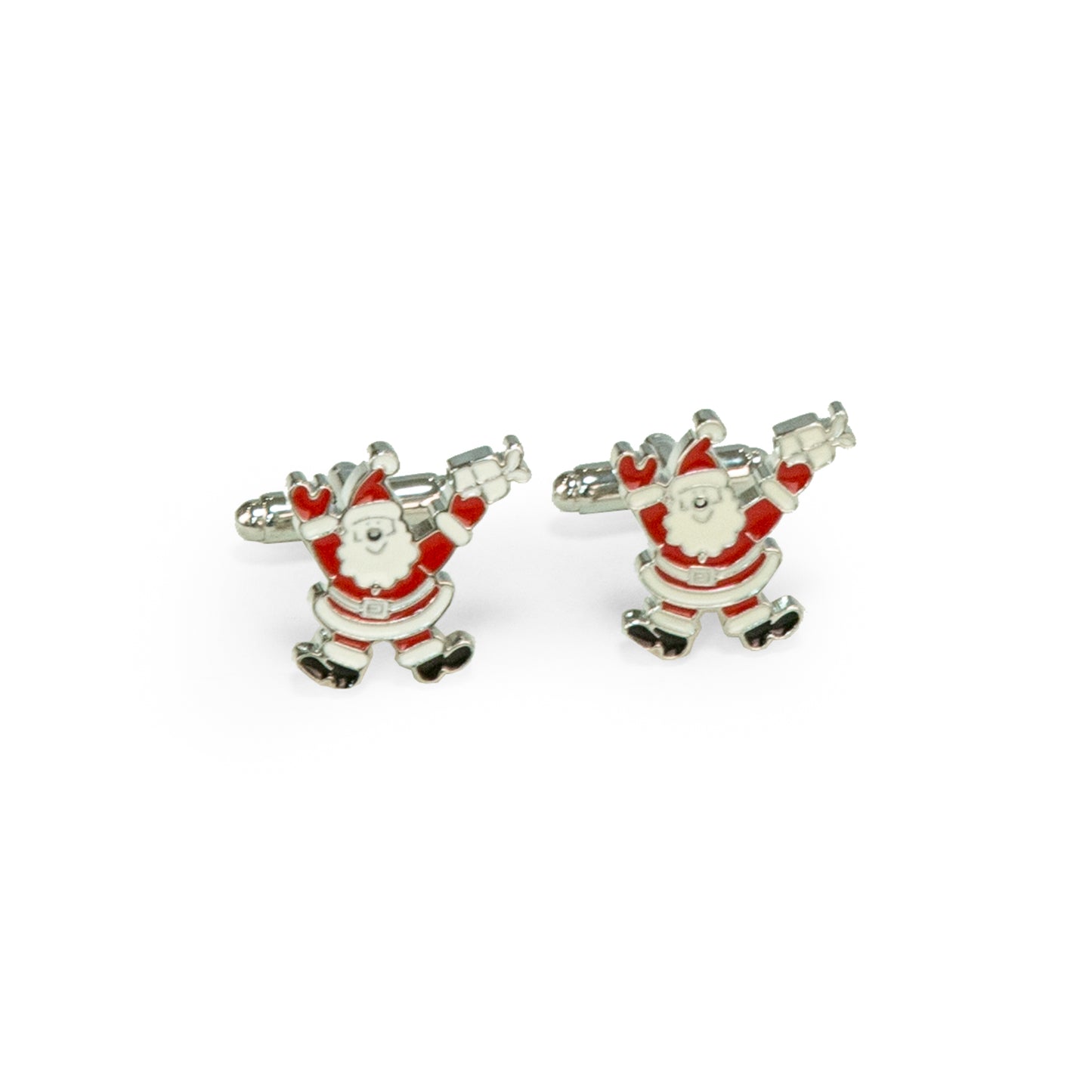 Occasion Gallery Red/White/Silver/Black Color Rhodium Plated Santa Claus Cufflinks 0.75 L x 1 W x H in.