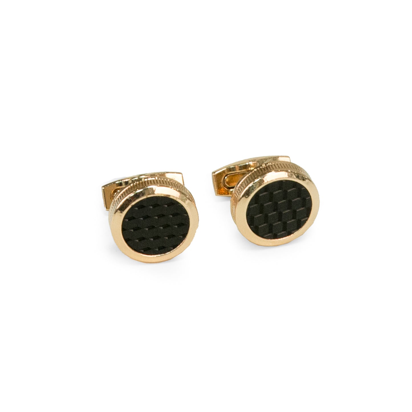 Occasion Gallery Gold Color "Rose Gold" Plated Cufflinks with Black Enamel 0.75 L x 1 W x H in.