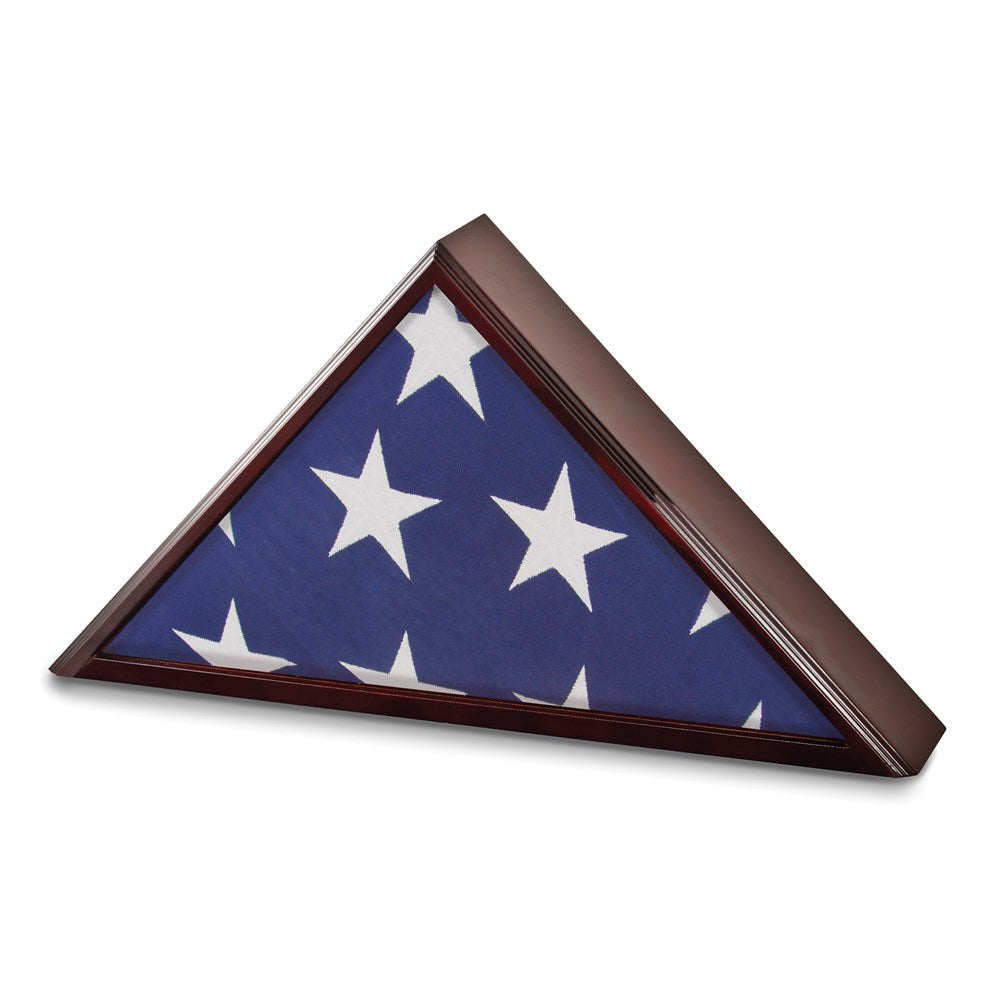 Keepsake Bereavement Mahogany Matte Finish Poplar Veneer Glass Top Flag Collectors Box