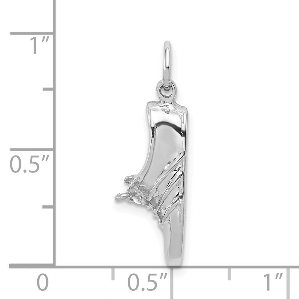 Million Charms 14K White Gold Themed Polished Open-Backed Jogging Shoe Pendant