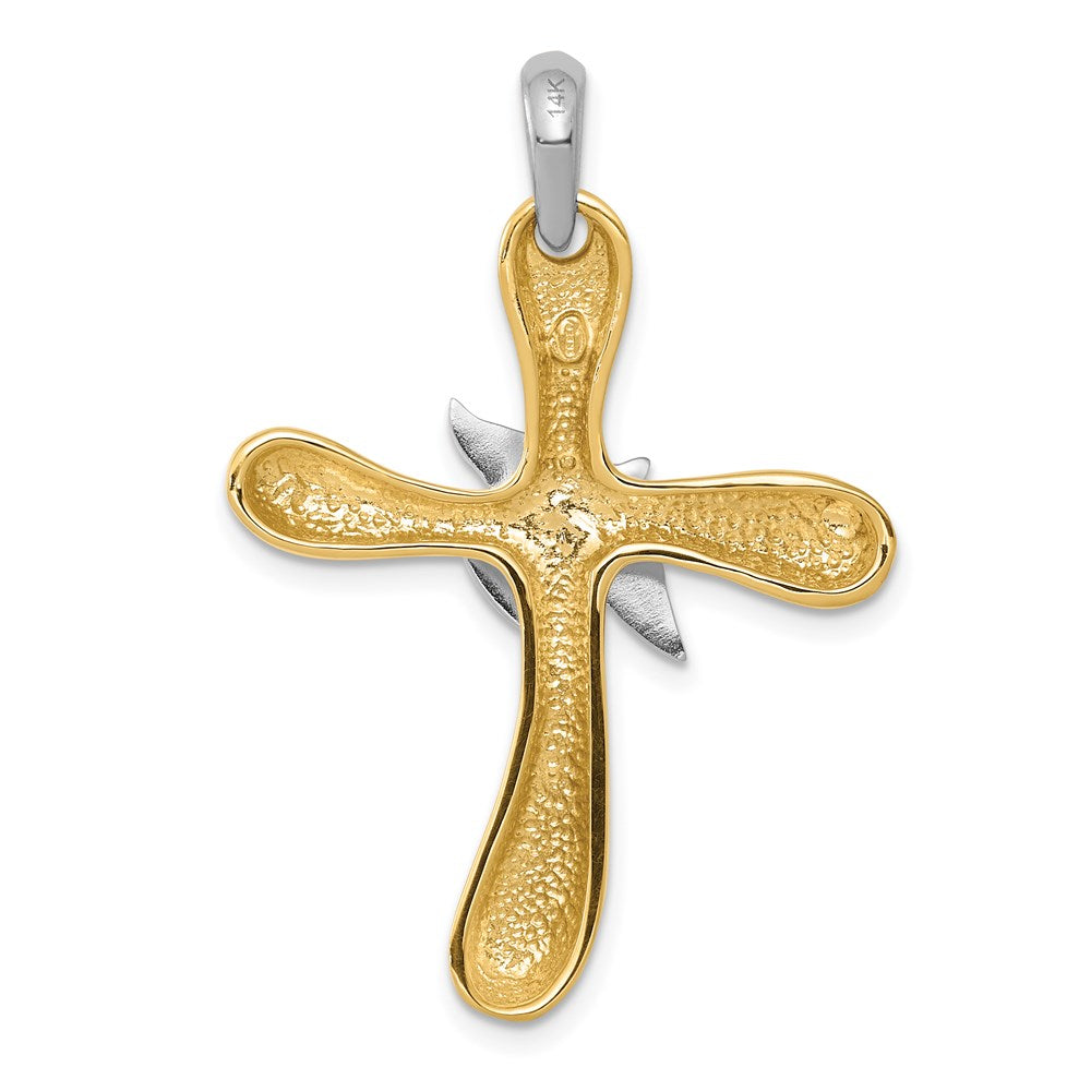 Million Charms 14K Two-Tone Dove Relgious Cross Pendant