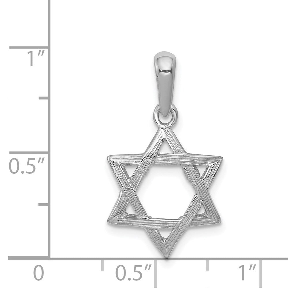 Million Charms 14K White Gold Themed Religious Jewish Star Of David Pendant