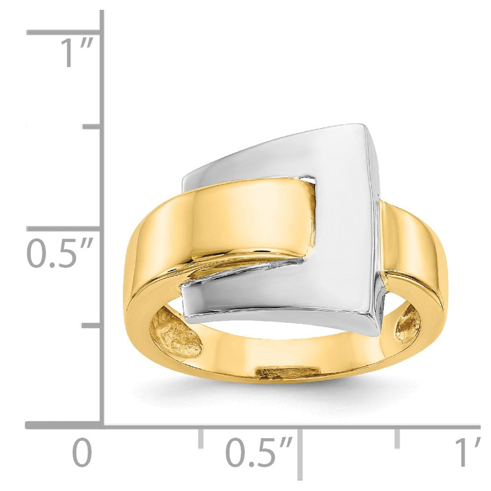 14k Two-Tone Gold Polished Buckle Ring, Size: 7