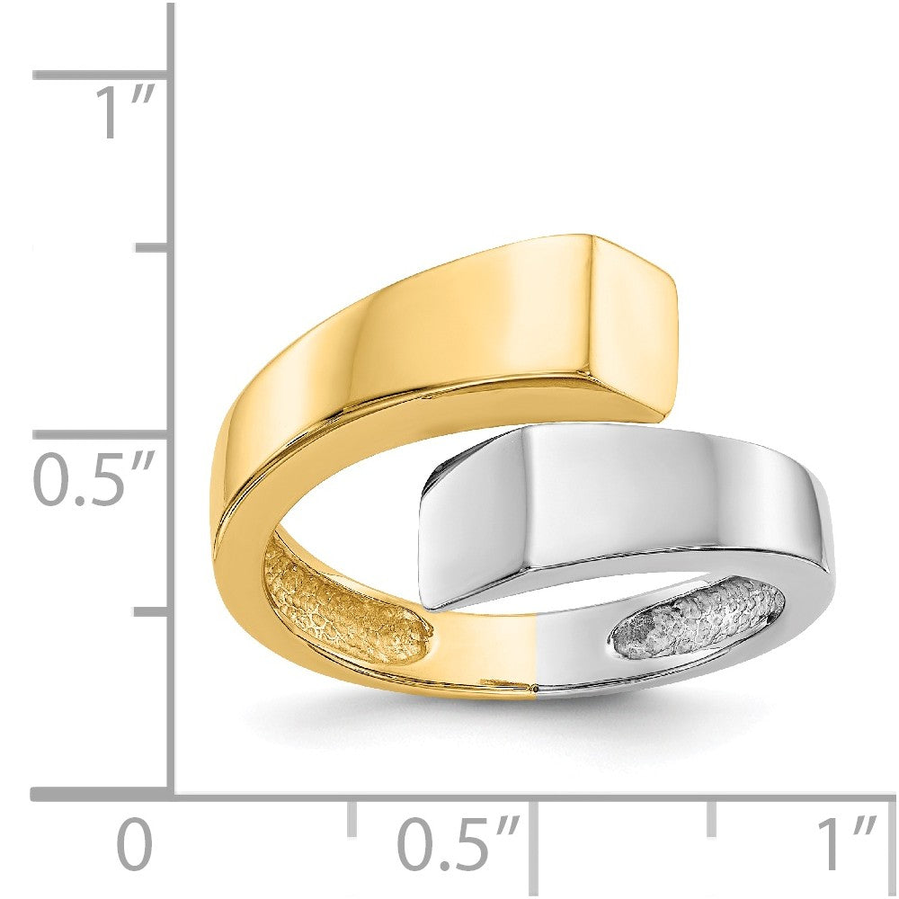 14k Two-Tone Gold Square Overlapping Ring, Size: 7