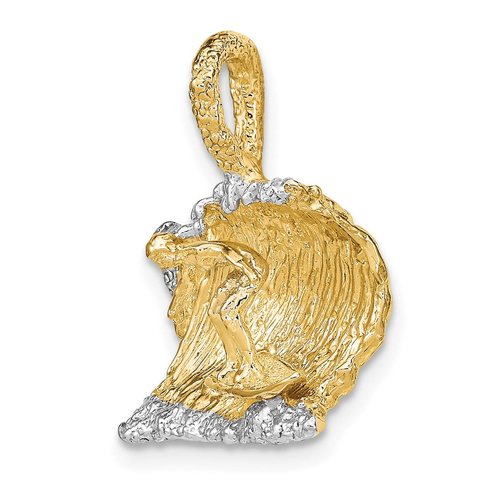 Million Charms 14K Yellow Gold Themed, Rhodium-plated 3-D Surfer In Wave Charm