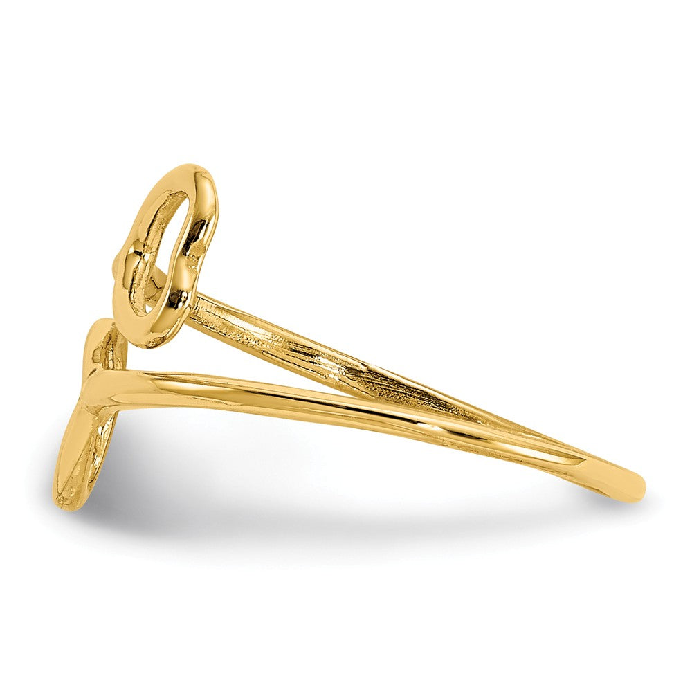 14k Yellow Gold Double Heart Toe Ring