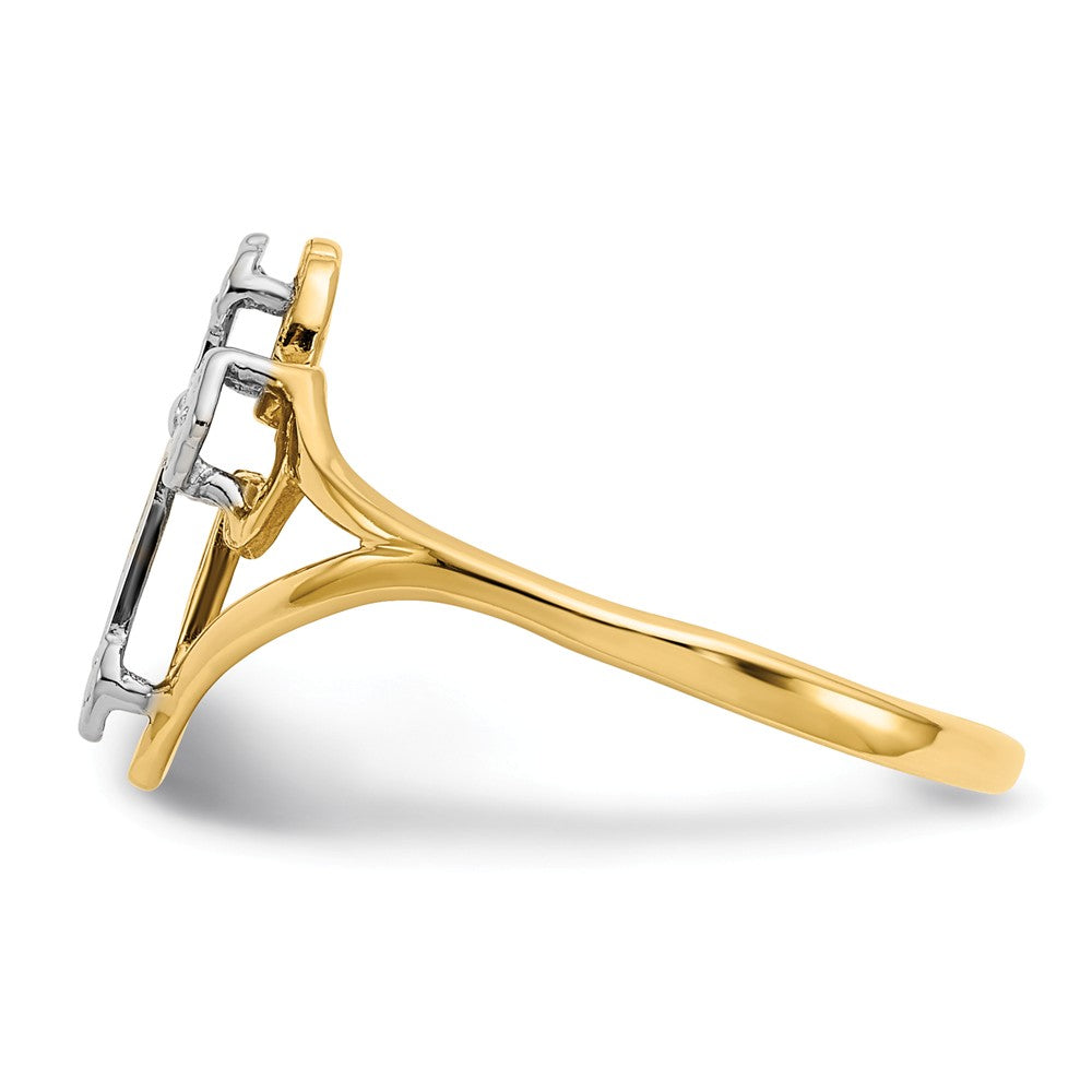 14k with Rhodium Cross Ring, Size: 7