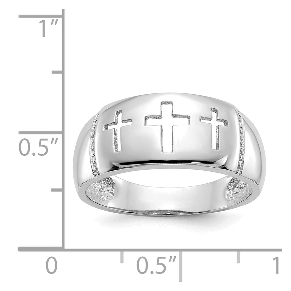 14k White Gold Polished 3 Cross Cut-out Ring, Size: 7