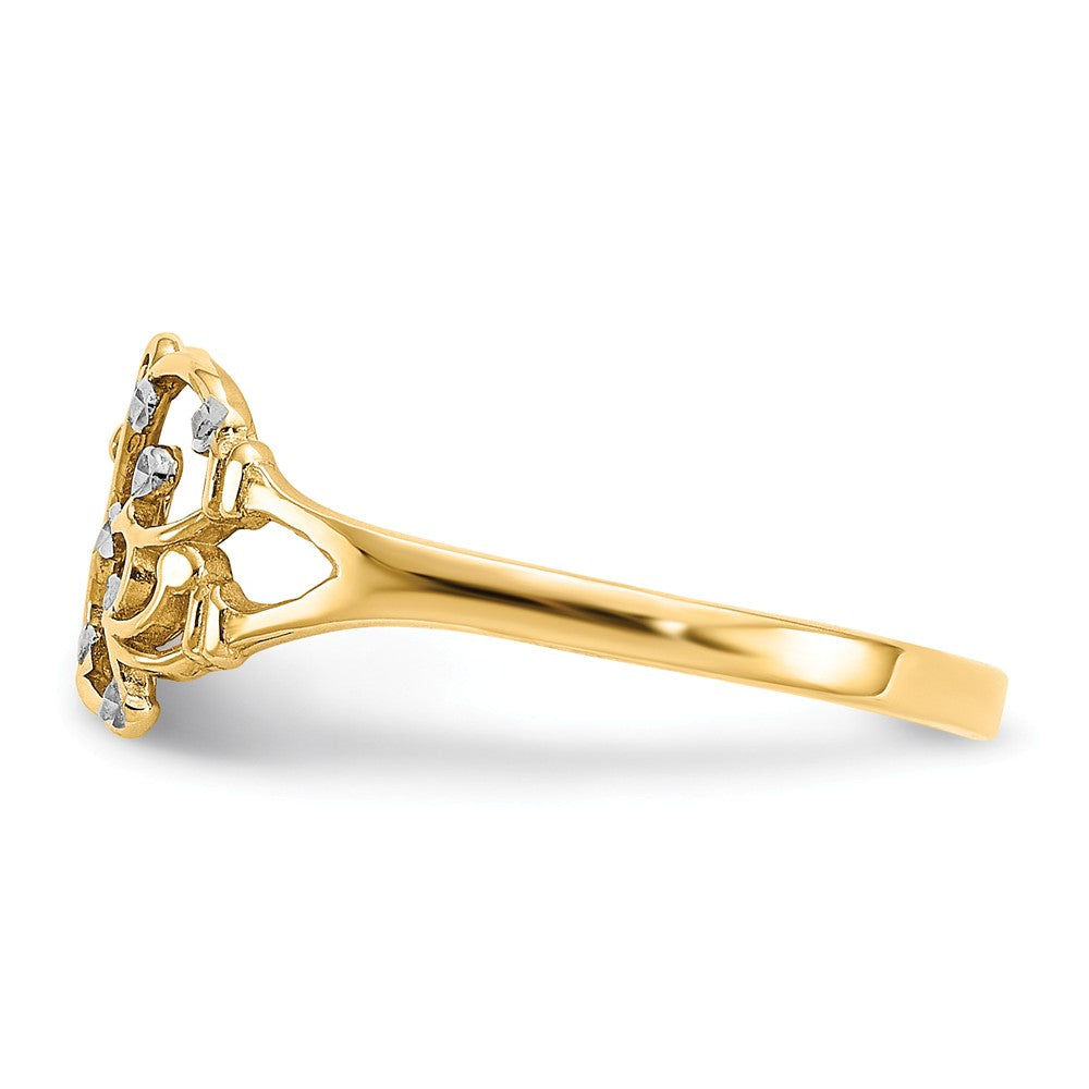 14k & Rhodium Diamond-cut Butterfly Ring, Size: 6