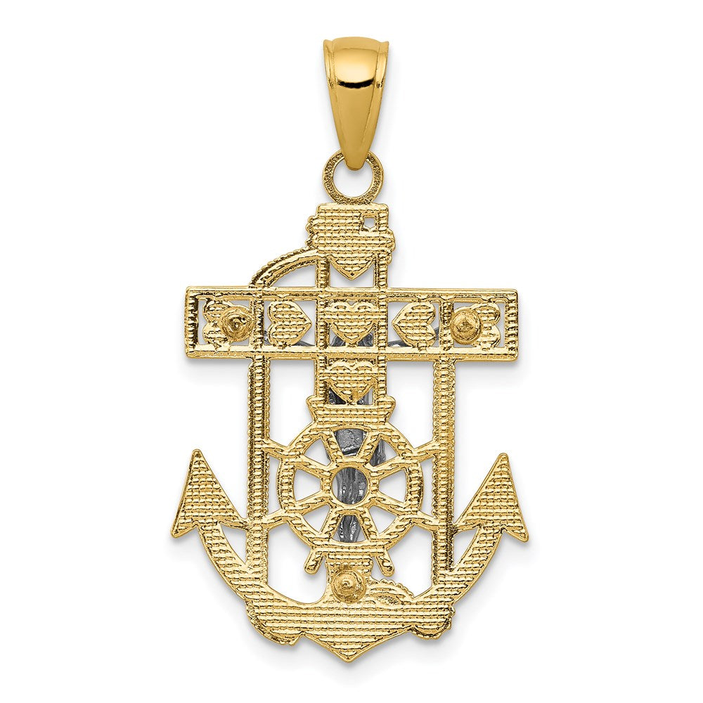 Million Charms 14K Two-Tone Mariner'S Relgious Crucifix Pendant