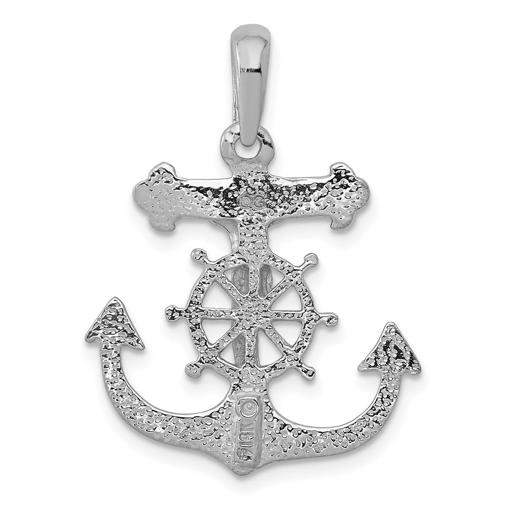 Million Charms 14K White Gold Themed Mariner'S Relgious Cross Pendant