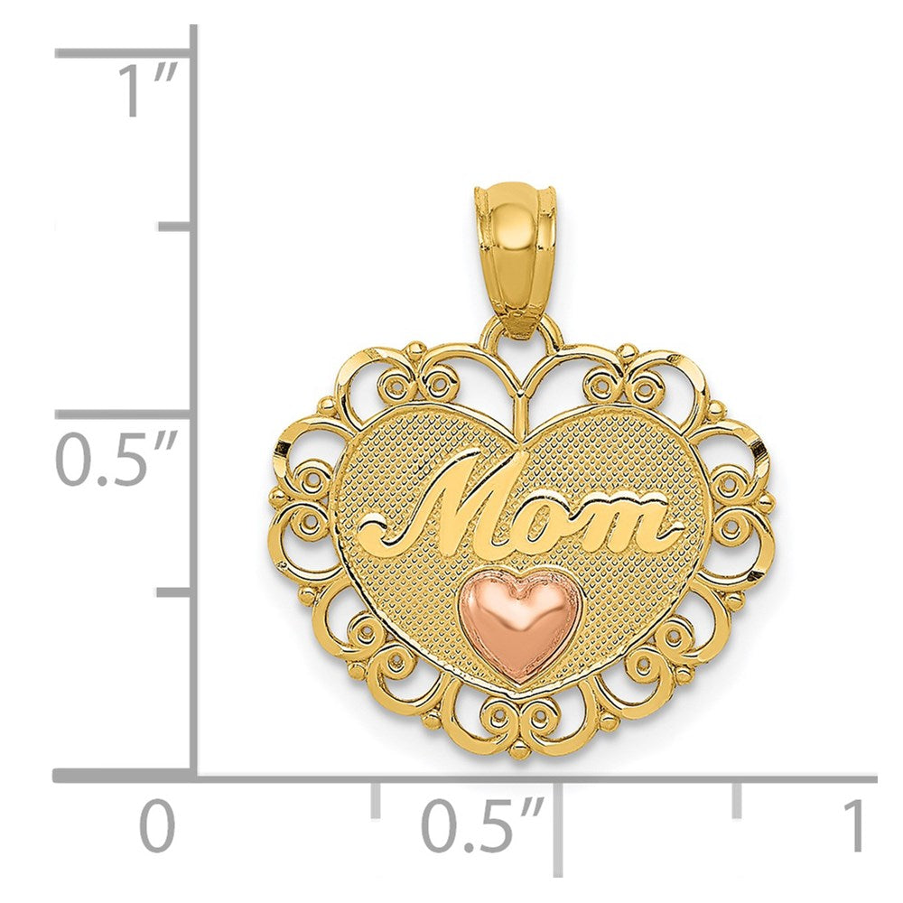 Million Charms 14K Two-Tone Mom Heart Pendant