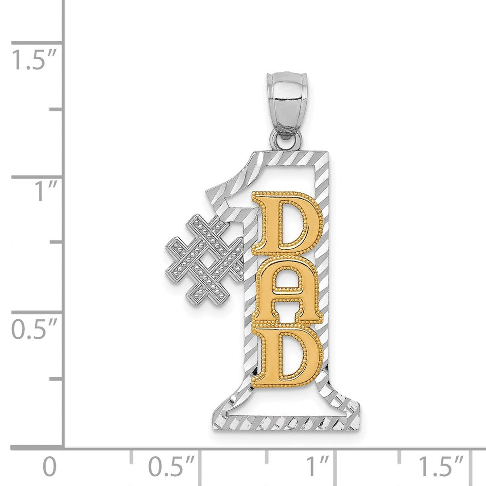 Million Charms 14K Two-Tone #1 Dad Diamond-Cut Pendant