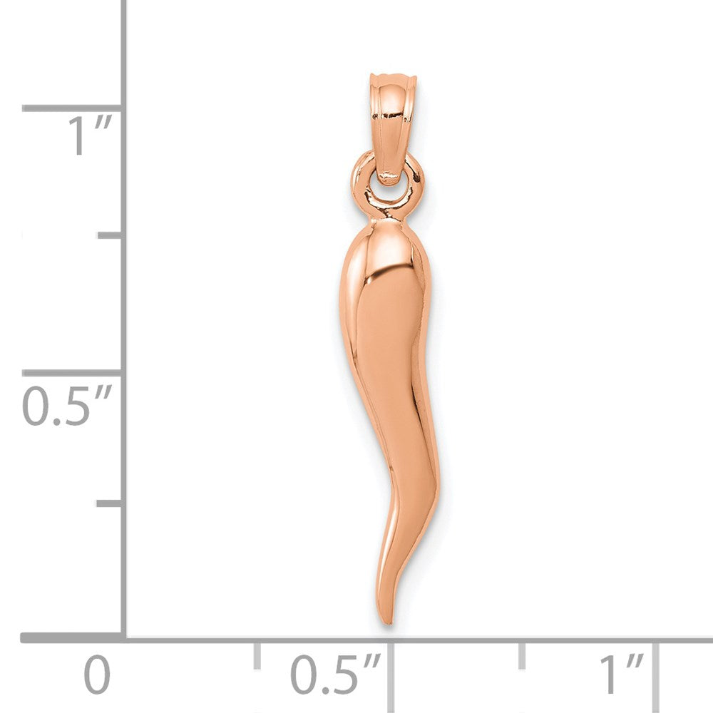 Million Charms 14K Rose Gold Themed Medium Italian Horn Pendant