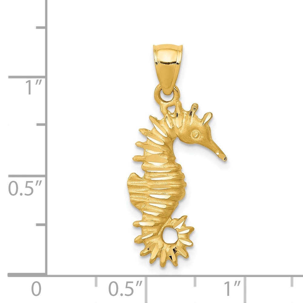 Million Charms 14K Yellow Gold Themed Nautical Seahorse Pendant