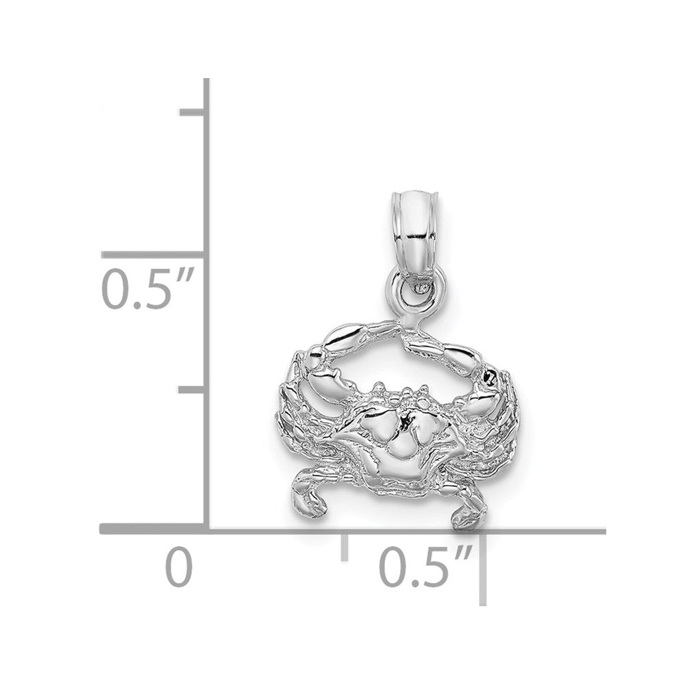 Million Charms 14K White Gold Themed 2-D Blue Crab Charm
