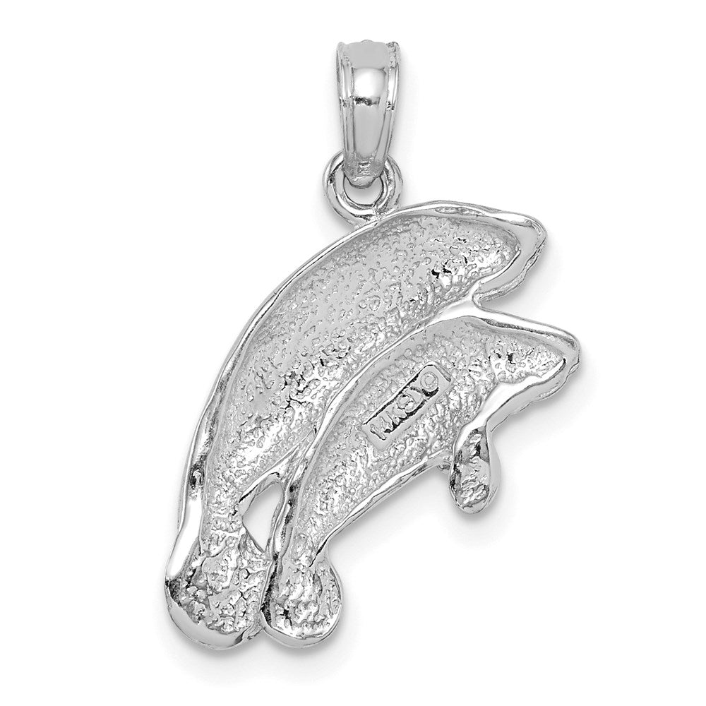Million Charms 14K White Gold Themed Double Manatee Pendant