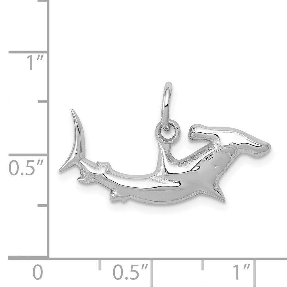Million Charms 14K White Gold Themed Hammerhead Shark Charm