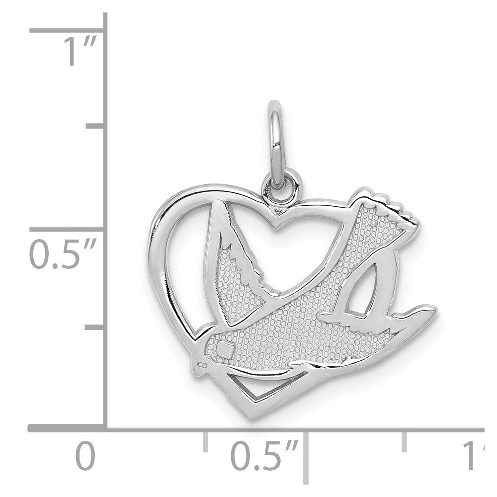 Million Charms 14K White Gold Themed Peace Bird Charm