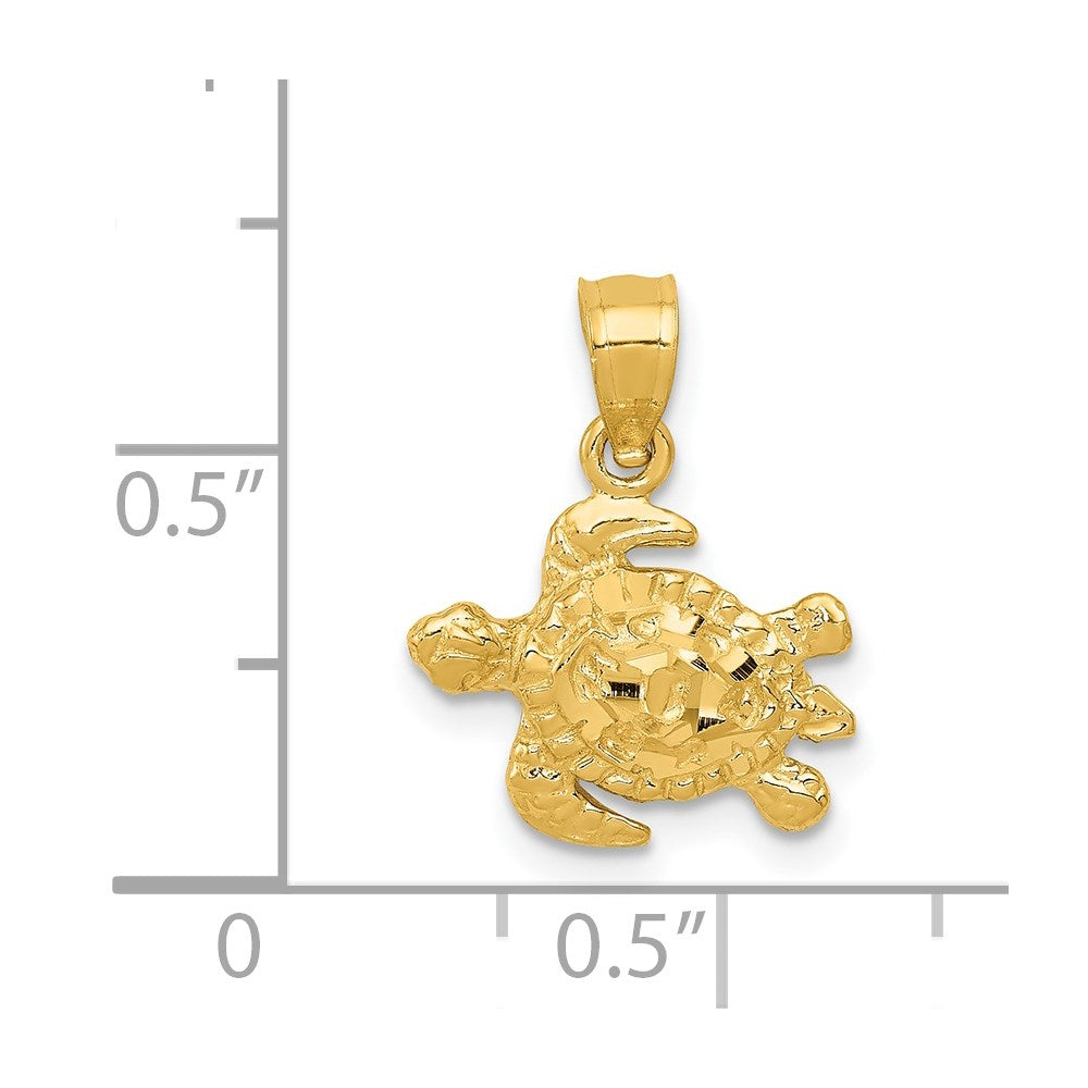 Million Charms 14K Yellow Gold Themed Turtle Pendant