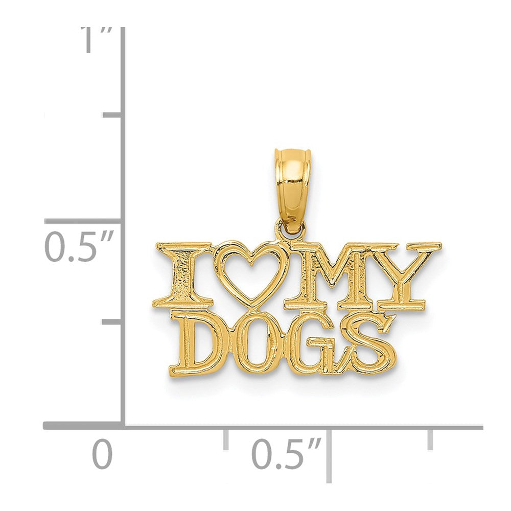 Million Charms 14K Yellow Gold Themed I Heart My Dogs Pendant