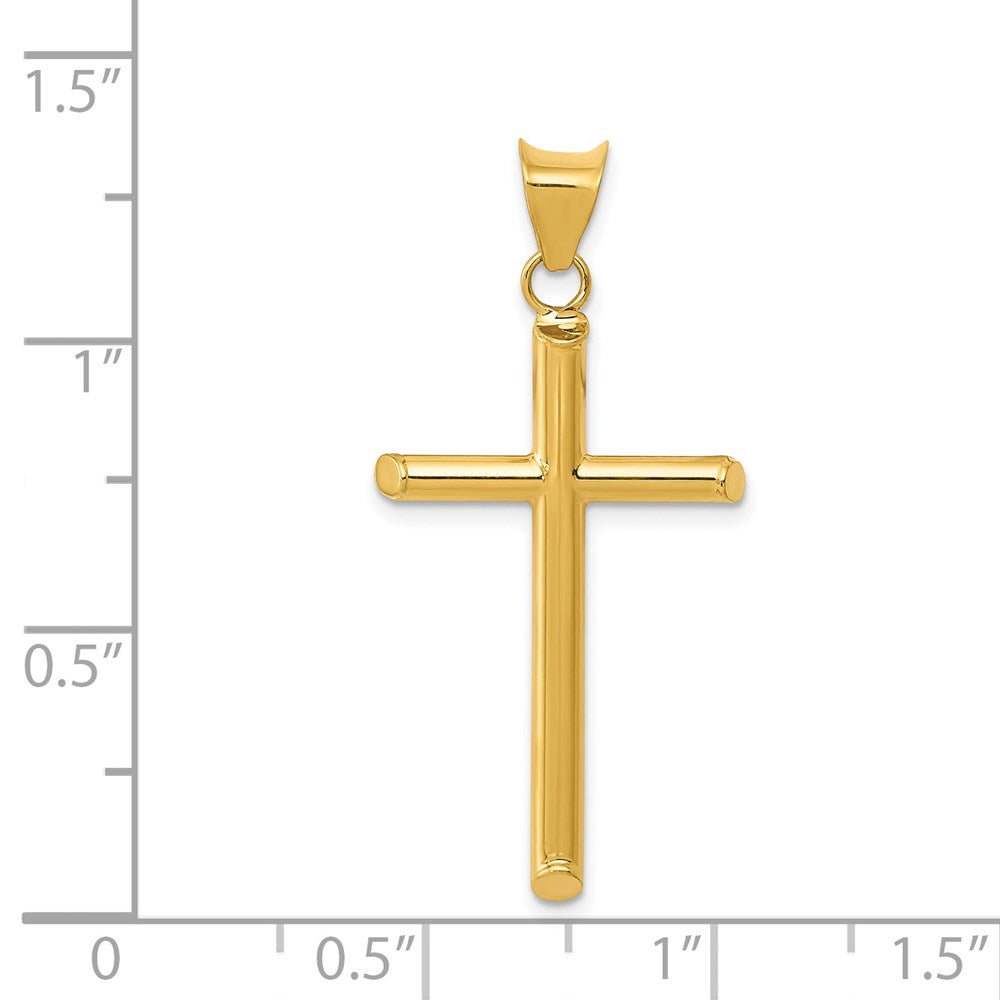 Million Charms 14K Yellow Gold Themed 3-D Polished Hollow Relgious Cross Pendant